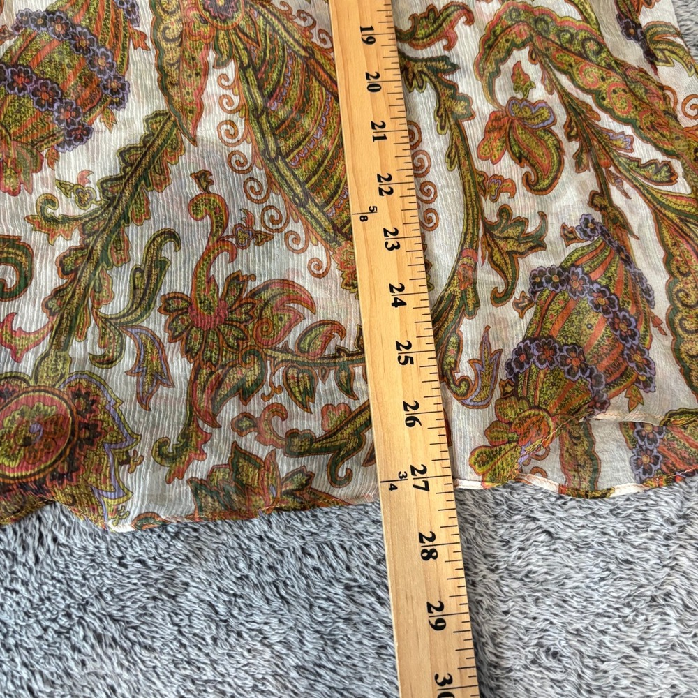 Sundance Womens Silk Top XL Paisley Crochet Trim Sheer Boho Fairy Romantic 20598 - Picture 5 of 9